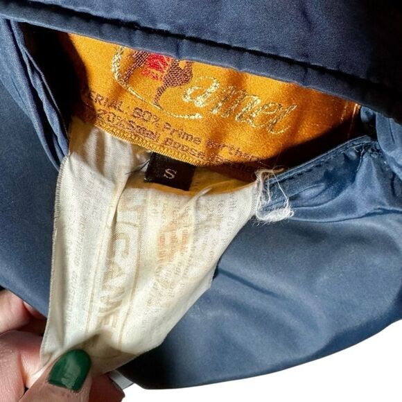 Vintage CAMEL Reversible Goose Down Puffer Vest Snap Light Blue Navy Men’s Small - Picture 5 of 5